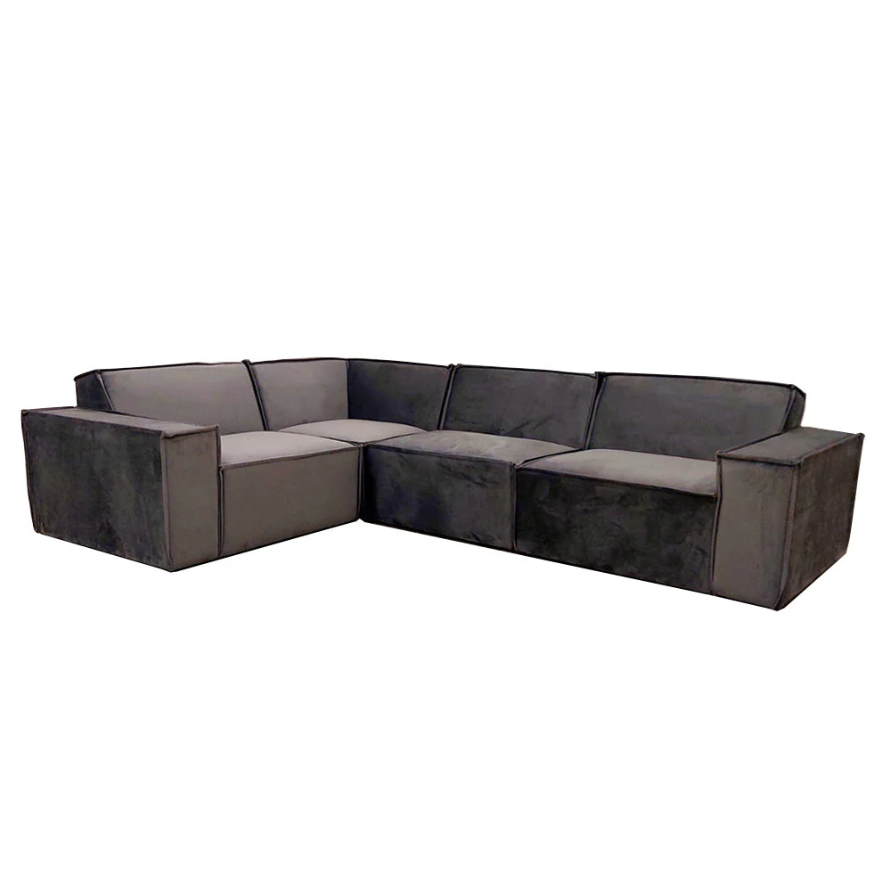 Aluxo Midland Corner Sofa Steel Velvet - Image 3
