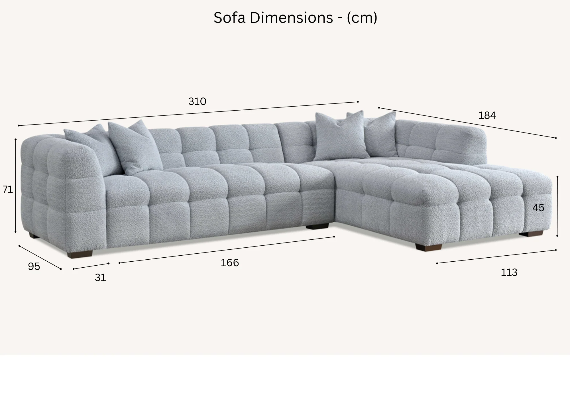 Aluxo Tribeca Corner Boucle Fabric Sofa Right Hand - Image 10