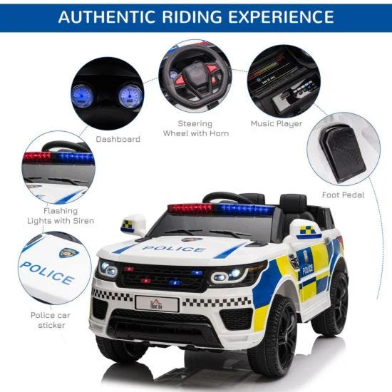 12V Ride-On Police Car with Bluetooth, Lights, and Sirens - Image 4