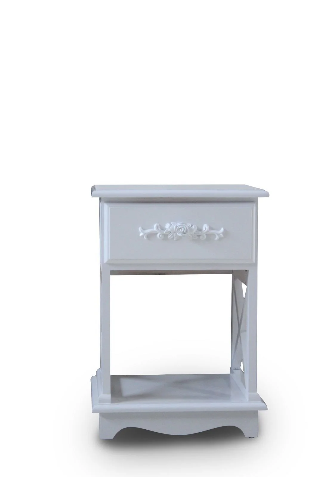 Shabby Chic WHITE ROSE SOLID WOOD BEDSIDE CABINET NIGHTSTAND TABLE - Image 3