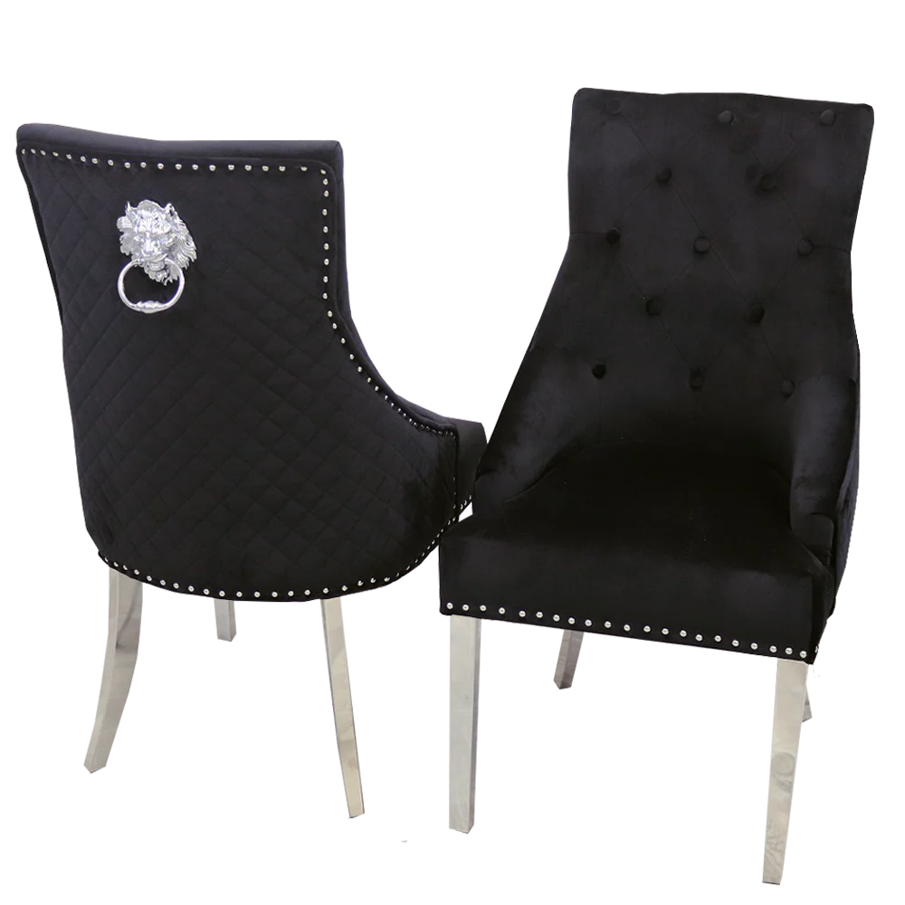 Set of 2 French Velvet Lion Head KnockerBack Chairs - Image 7