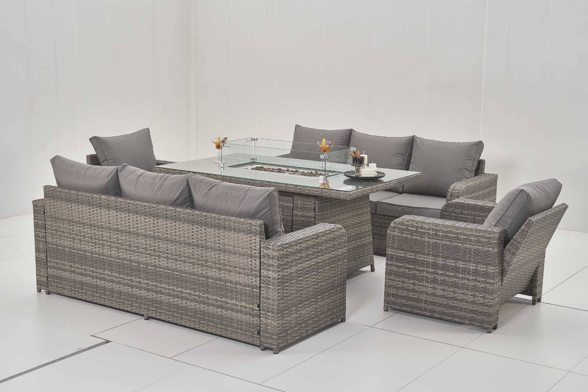 Sienna Recliner Rattan Garden Furniture Set With FIREPIT Table. PRE-ORDER - Image 3