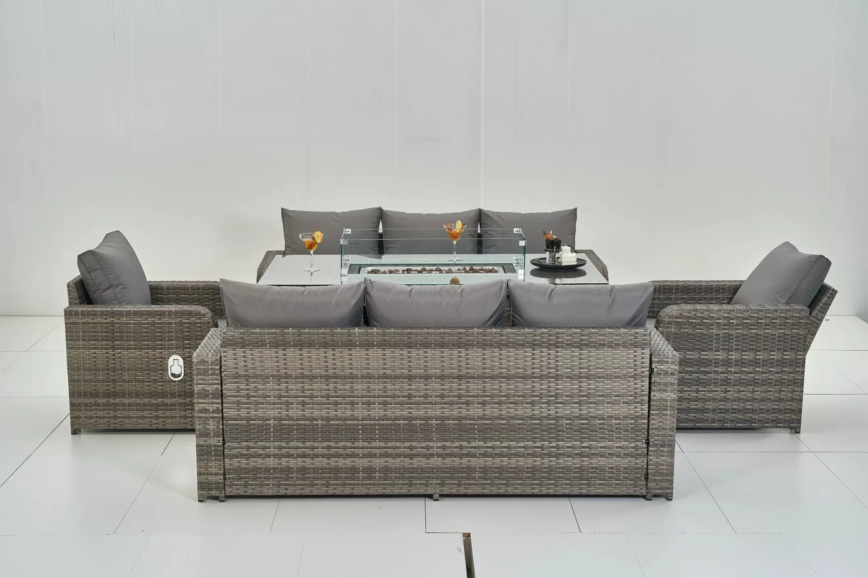 Sienna Recliner Rattan Garden Furniture Set With FIREPIT Table. PRE-ORDER - Image 4
