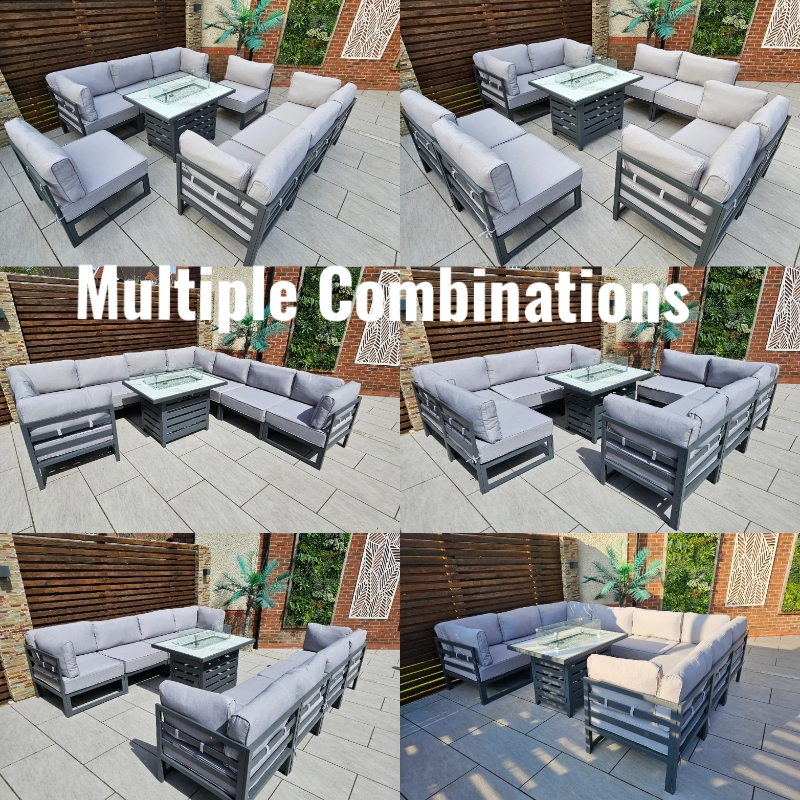 The Harlow Premium Aluminium 9 Seater Garden Set Inc Marble Effect Fire Pit Table - Image 11